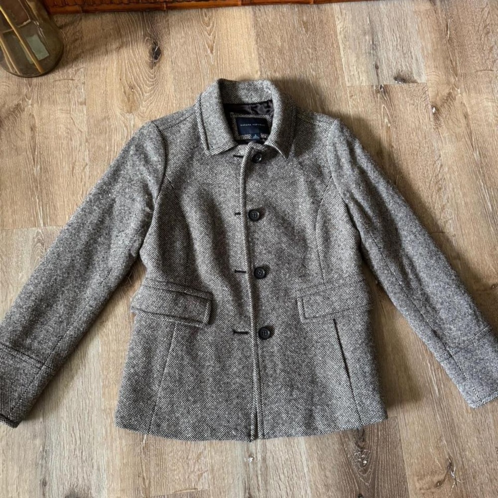 Banana‎ Republic Brown Tweed Wool Blend Coat Size S